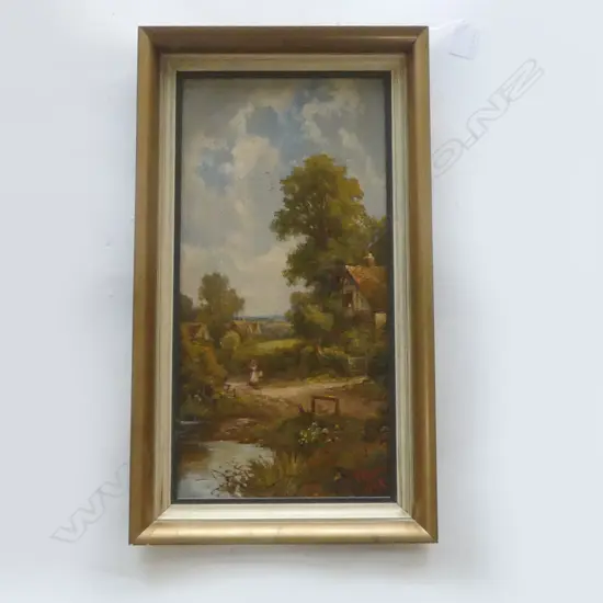 T. MINTON, PASTORAL LANDSCAPE, OIL ON CANVAS, 1907 390x190mm