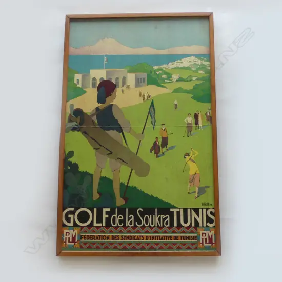 RETRO 'GOLF TUNIS' POSTER by ROGER BRODERS (1883-1953). H.1000 x 600mm