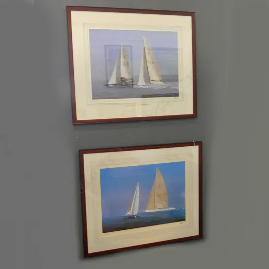 PR FRAMED LTD ED LITHOGRAPHS AMERICA'S CUP 2000 NZ VS PRADA & 1988 STARS & STRIPES VS NZ. Signed. H.660 x 800mm