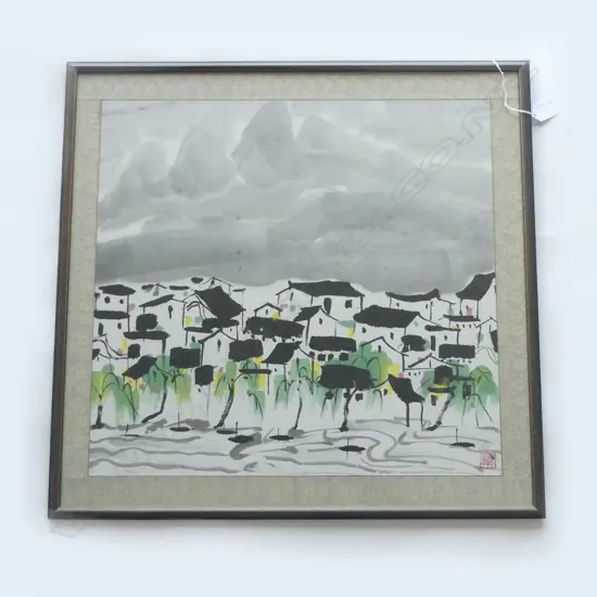 Attributed WU Guanzhong (1919-2010) WATER COLOUR & INK with red chop & pencil mark 260. 485 x 510mm