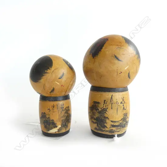  PR SML 1950s VINTAGE KOKESHI DOLLS, MOVING HEADS, H.90/105mm