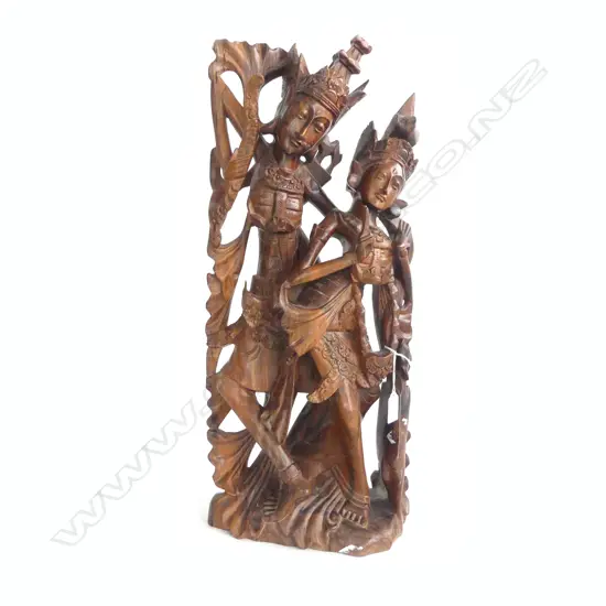 INDONESIAN CARVED WOODEN FIGURE H.600mm faults