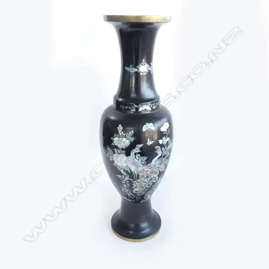 LG ORIENTAL FLOOR VASE w. MoP DECORATION H.705mm