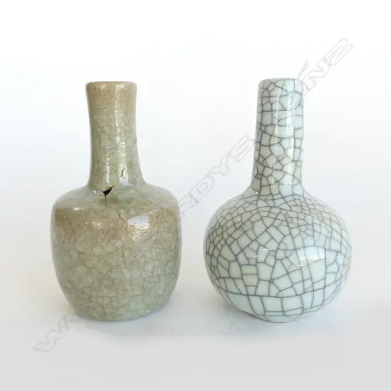 2 ORIENTAL CRACKLE GLAZE VASES H.145mm 1 AF