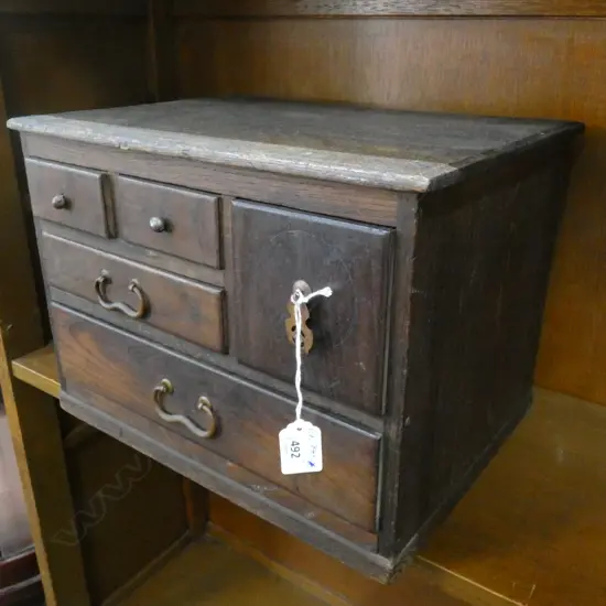 EARLY 20THC JAPANESE TEA/SMOKERS CHEST DARK WOOD. 5 DRAWER. 340 X 260 X 250mm