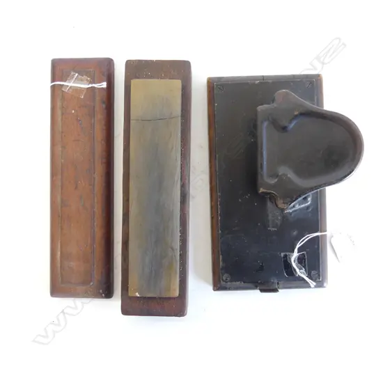 VINTAGE BOXED SHARPNING STONE L260MM & VINTAGE PAPER PUNCH L220MM