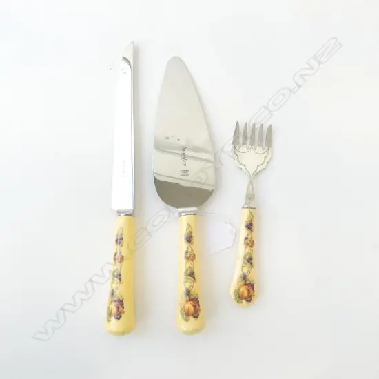 AYNSLEY ‘ORCHARD GOLD’ CAKE SERVER, CAKE KNIFE& SERVING FORK, L.254mm (KNIFE)