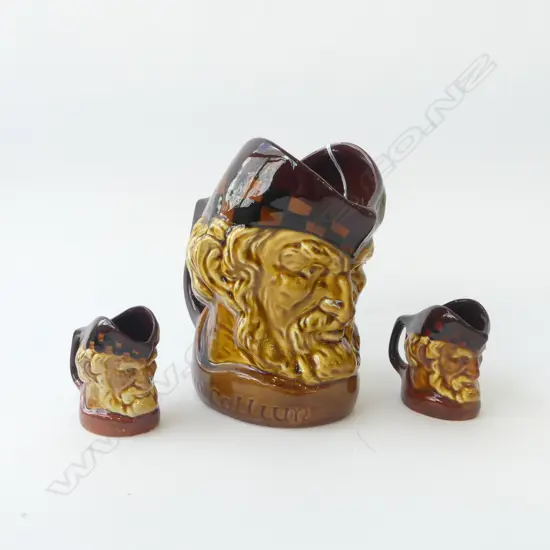 THREE MCCALLUM WHISKY CHARACTER JUGS - LARGE JUG W. WADE STAMP, L.70MM-170MM