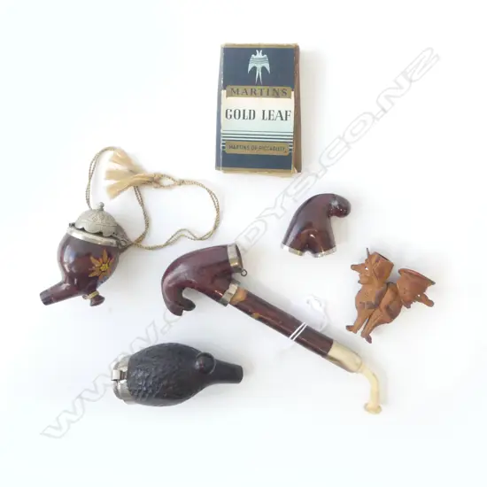 VINTAGE EUROPEAN SMOKING PIPE & PIECES INCL. CARVED MEN ETC