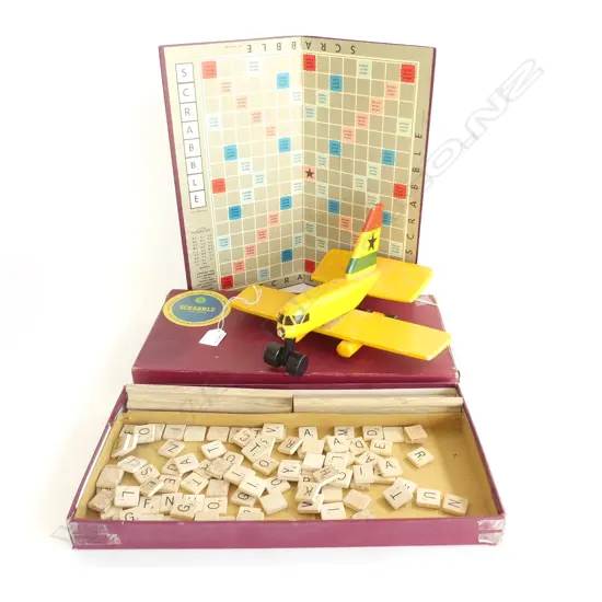 BOXED SCRABBLE SET L365MM  & WOOD TOY  PLANE L245MM