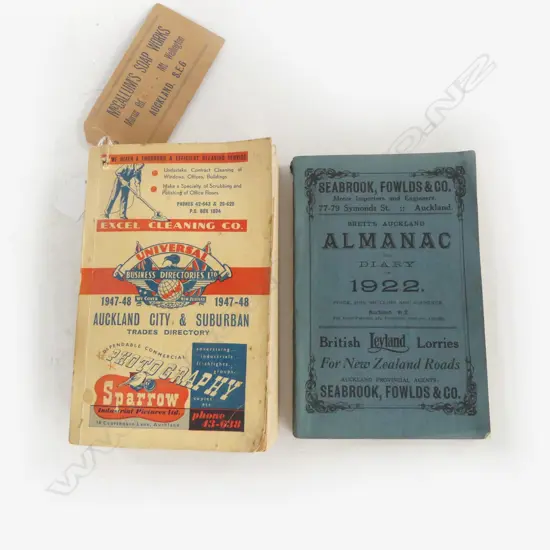 BRETTS AUCKLAND ALMANAC 1922 & UBD AUCKLAND 1947-48