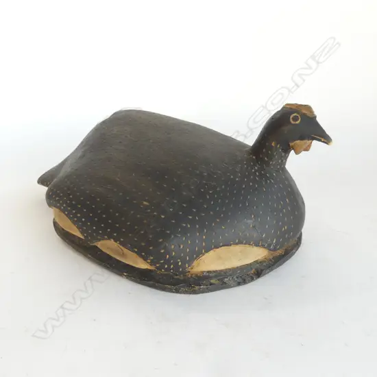 CARVED WOODEN GUINEA FOWL L.350mm