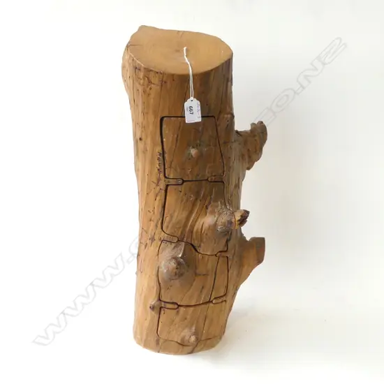 CRAFTSMAN MADE TRINKET DRAWERS; FROM A TREE TRUNK SECTION H.550mm