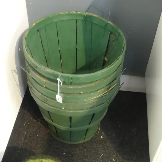 5 GREEN PAINTED BUCKETS H.325mm, 365mm dia