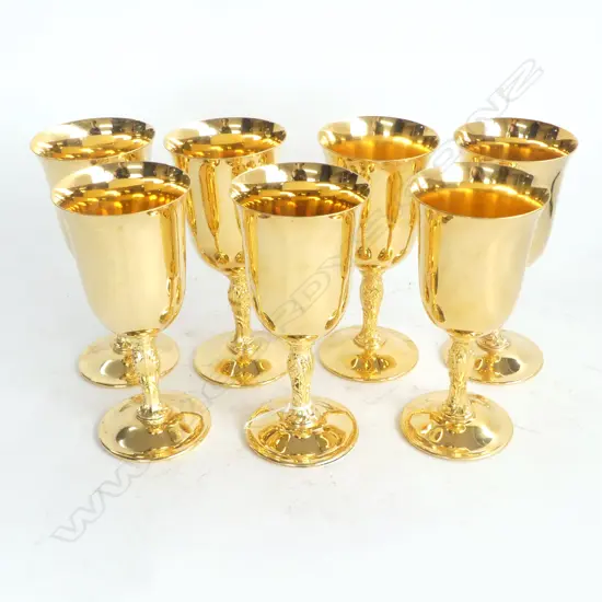 7 GOLD PLATED WINE GLASSES H.170mm