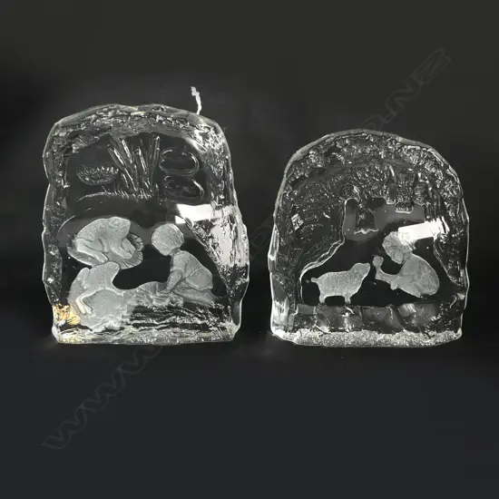 PR REIJMRE SWEDISH CRYSTAL BOOK ENDS H190MM