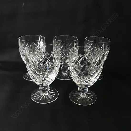 FIVE LARGE WATERFORD CRYSTAL GOBLETS ‘DONEGAL’ PATTERN 270ML, ETCHED STAMP, H.130MM
