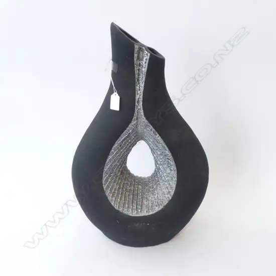 LG ORGANIC-STYLE BLACK TERRACOTTA VASE, H.545mm