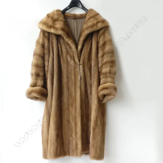 FULL LENGTH MINK COAT - CARAMEL TONE - SHAWL COLLAR CUFFED SLEEVES