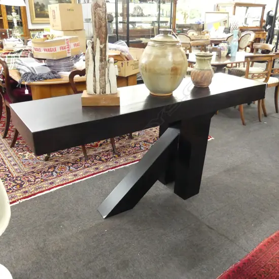 CONTEMPORARY EBONISED HALL/CONSOLE TABLE, EX. BRADFORDS INTERIORS, 1655 x 450 x 800mm