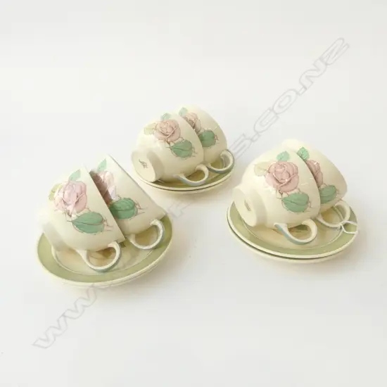  SET OF 6 SUSIE COPPER ‘PATRICIA ROSE’ LARGE BREAKFAST CUPS & SAUCERS