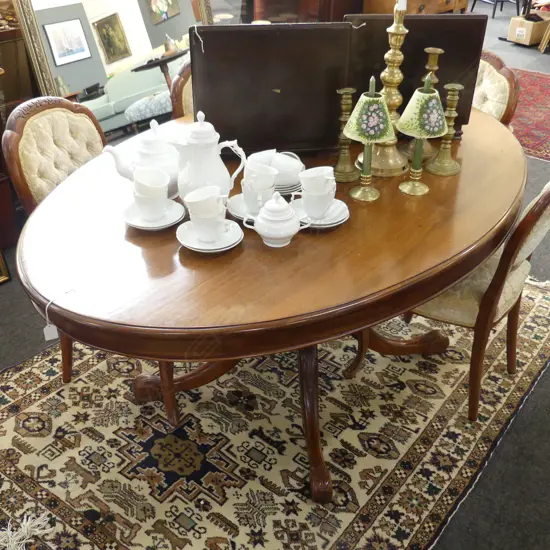 VICTORIAN STYLE MAHOGANY OVAL PEDESTAL DINING TABLE 1680x1100x730mm