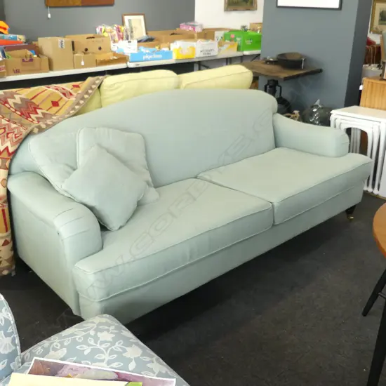 DANSKE MOBLER DUCK EGG BLUE LINEN SOFA 2150x1000x900mm