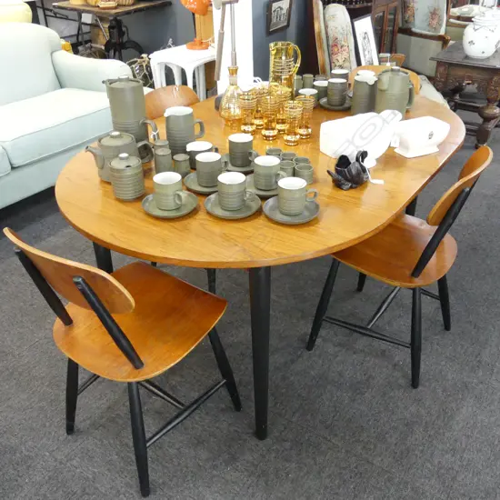 NASSJO STOLFABRIK (SWEDISH 1960's) TEAK extension DINING TABLE & 4 chairs MATCHING with maker's mark