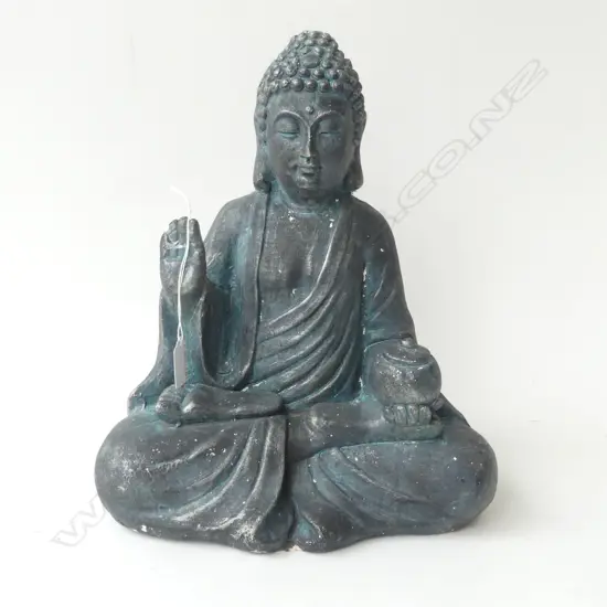 BUDDHA STATUE; METALLIC FINISH H.350mm