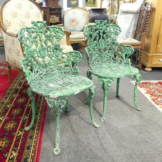 PR GREEN PAINTED PATIO CHAIRS