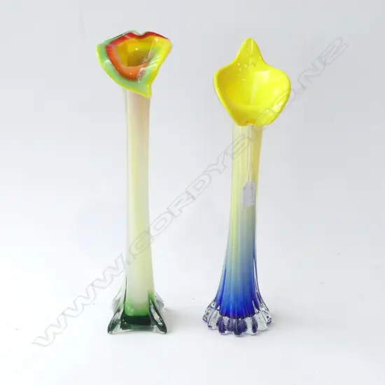 2 ART GLASS JACK IN THE PULPIT VASES H.395mm