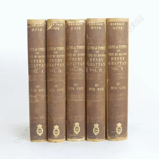 5 VOLS. LIFE & TIMES OF HENRY GRATTAN, BY HIS SON 1839
