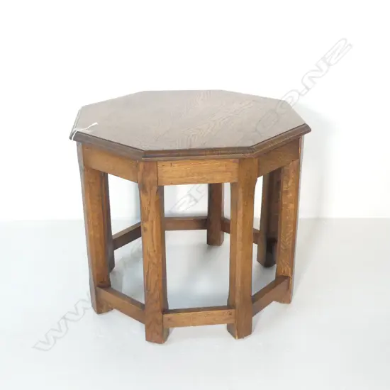 OCTAGONAL OAK SIDE TABLE 550mm dia, H.480mm