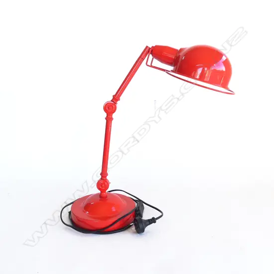 JIELDE-STYLE ADJUSTABLE HEAVY ORANGE METAL 2 ARM DESK LAMP - WORKING H.540mm