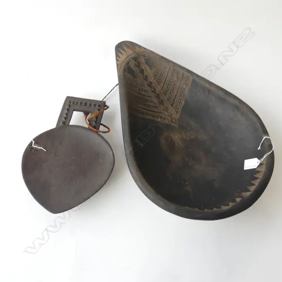 PACIFIC ISLAND KAVA BOWL L500MM & WOOD SERVING PLATTER L310MM