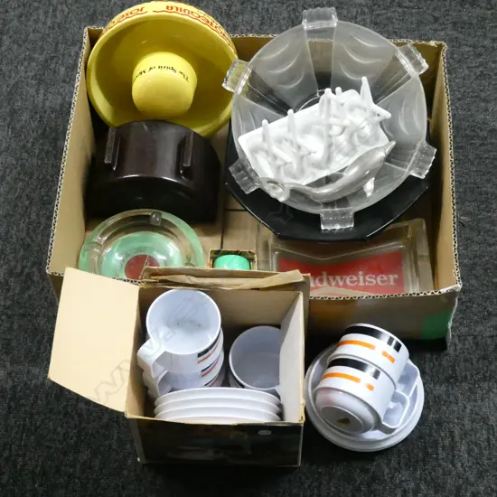 ASHTRAYS, GLASS BOWLS ETC