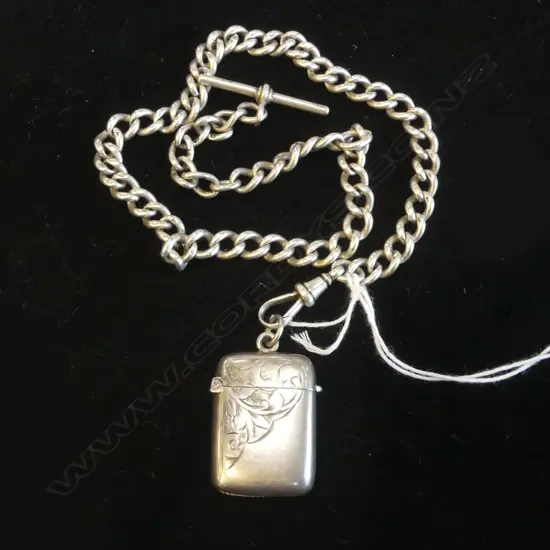 STG SILVER VESTA B'HAM 1924 ON FOB CHAIN 57gms