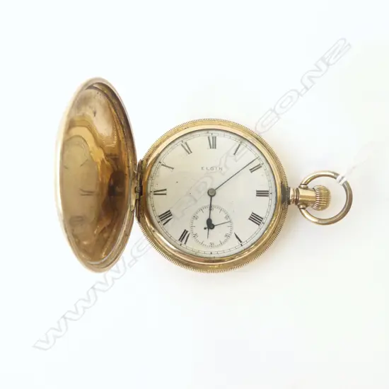 ANTIQUE ELGIN FULL HUNTER POCKET WATCH SEVEN JEWELS USA – WORKING WHEN WOUND