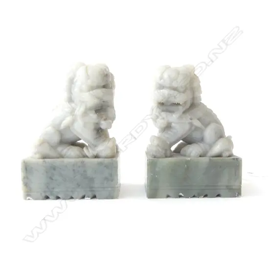 PR OF CHINESE SOAPSTONE FOO DOGS H130MM