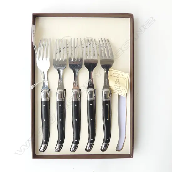 LAGUIOLE SET 5 FRENCH FORKS in box. Should be 6 one is missing