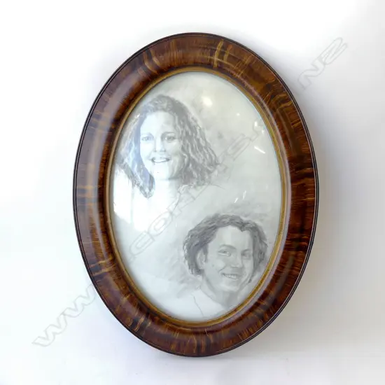 PENCIL DOUBLE PORTRAIT IN OVAL FRAME 480x330mm