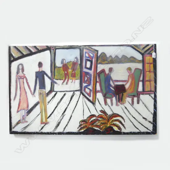 LEE FELTHAM ABSTRACT W. 3 COUPLES ACRYLIC ON BOARD 600x990mm