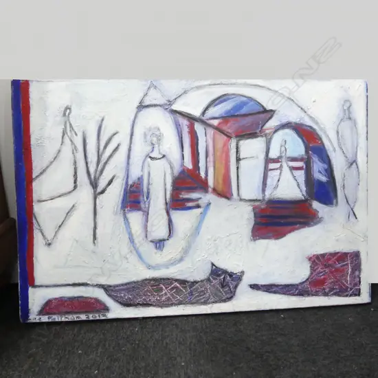 LEE FELTHAM ABSTRACT w. 4 FIGURES ACRYLIC ON CANVAS 2013 610x915mm