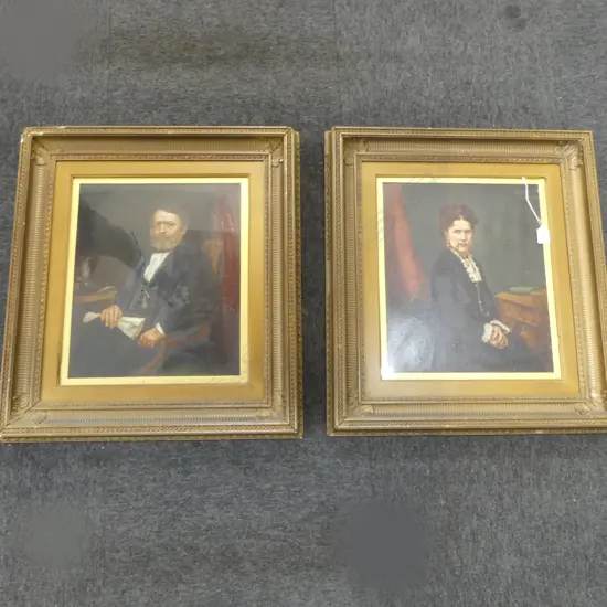 PR LATE 19thC PORTRAITS, OIL OVER PHOTO IMAGE, 390x325mm