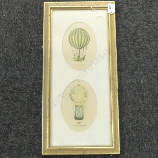 COLOURED ITALIAN BALLONIST PRINT H490 W230MM