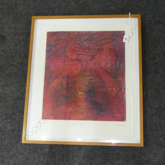 HEATHER WAITE 'RED SKY' SCREENPRINT 490x415mm