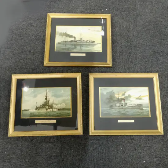 3 1890s GERMAN LITHOGRAPHS, KAISERS GRAND FLEET, 200x330mm