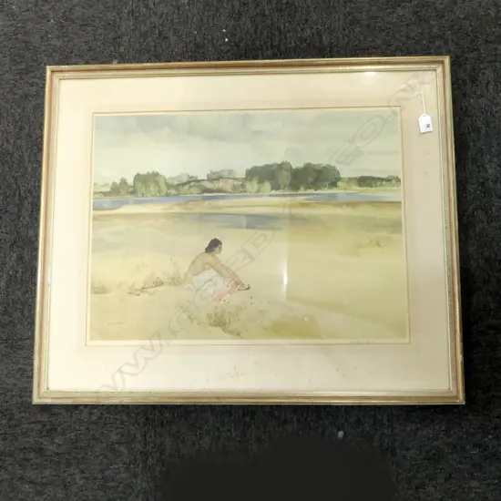 SIR WILLIAM RUSSELL FLINT SIGNED PRINT SUNBATHING WOMAN 615 X 455mm 'Anne Marie by the Loire' 