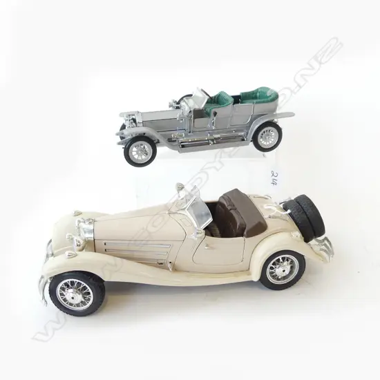 2 MODEL CARS 1836 MERC, L.240mm & FRANKLIN MINT 1907 R/ROYCE, L.190mm