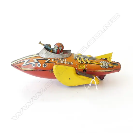 VINTAGE TIN TOY ROCKET FIGHTER  MAR TOYS USA L300MM